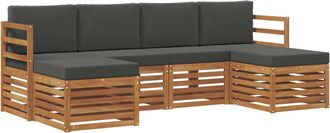 vidaXL Conjunto De Sof&aacute;s De Exterior 6 Uds. Natural Y Antracita Vidaxl