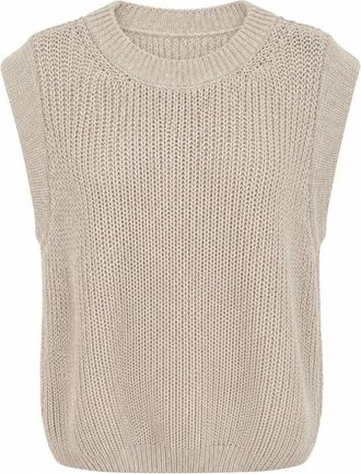 2-Biz Trui met ronde hals - Dames - Truien - Beige - Maat: S/M