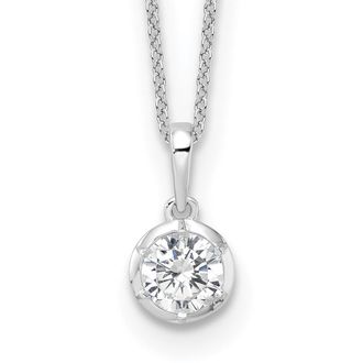 Diamond2Deal 14k White Gold 3/4 Ct Lab Grown Diamond Solitaire Pendant Necklace 18 Clarity VS, Color D-E