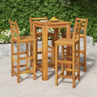 vidaXL Vidaxl - Mesa Y Taburetes Altos De Jard&iacute;n 5 Pzas Madera Maciza Acacia