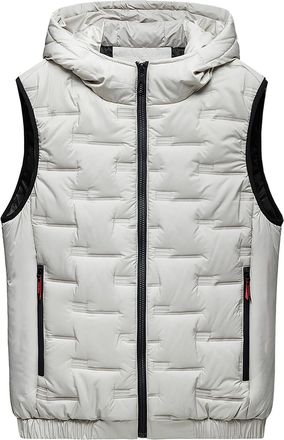 Feoya Mens Sleeveless Hooded Jacket Cotton Quilted Gilet Warm Winter Vest Down Body Warmer with Hood Zip Pockets Padded Waistcoat Lightweight Windproof Gile