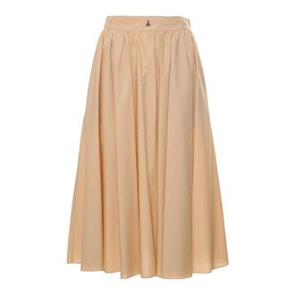 Patrizia Pepe Patrizia Pepe, Midi Skirts, female, Beige, Size: L Poplin Midi Skirt