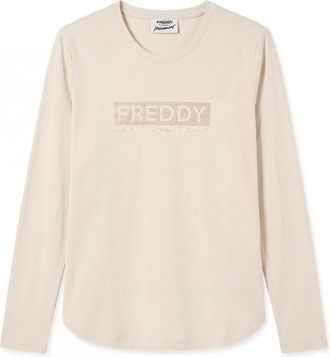 Freddy T-shirt Manica Lunga Donna con Logo Decorato da Borchie
