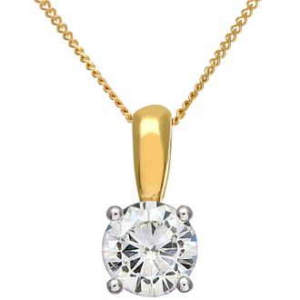 Diamant L'&eacute;ternel Womens Diamond Solitaire Pendant, 18ct Yellow Gold IJ/I Round Brilliant Certified 1.00ct Weight - One Size