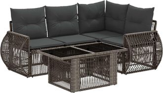 vidaXL Conjunto De Sof&aacute;s De Jard&iacute;n 5 Uds. Gris Y Gris Oscuro Vidaxl