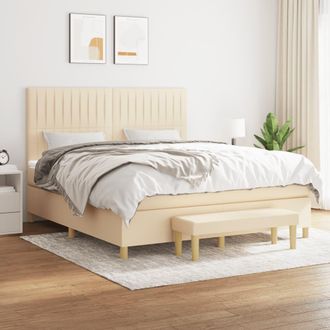 vidaXL Vidaxl - Cama Box Spring Con Colch&oacute;n Tela Color Crema 160x200 Cm