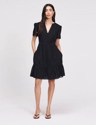 Finery Cotton Voile Short Dress in Black at Nordstrom, Size 16