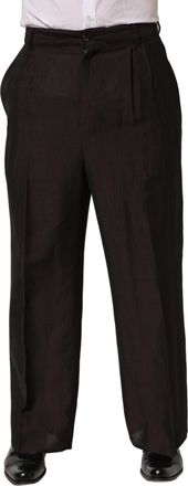 Dolce & Gabbana Mens Linen-Viscose Blend Trousers Brown