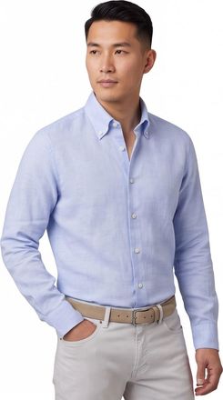 John Miller lichtblauw overhemd Tailored Fit gem&ecirc;leerd