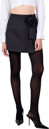 endless rose Rosette Faux Wrap Miniskirt in Black at Nordstrom Rack, Size X-Small