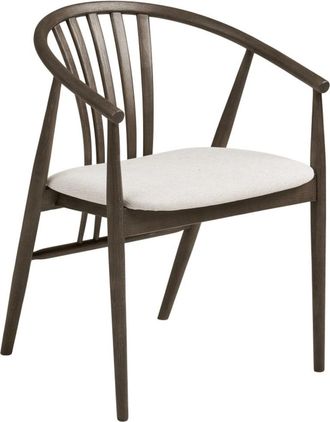 Moloo de comedor en roble ahumado macizo y tela beige