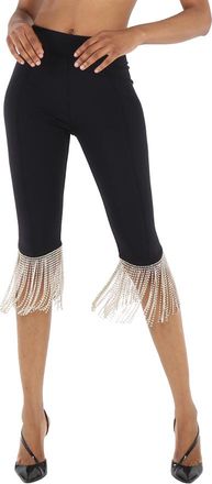 Burberry Ladies Black Charente Crystal Fringed Stretch Jersey Leggings, Size XX-Small