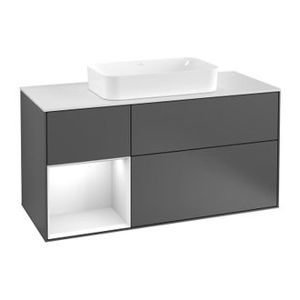 Villeroy & Boch Villeroy&boch - Finion, Muebles De Ba&ntilde;o, 1200 X 603 X 501 Mm, Angular, Con Estanter&iacute;a (iluminada), Modelo Suspendido, Fabricado En Madera, Lavabo En E