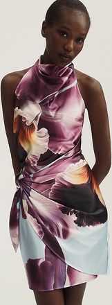 Maeve Draped Halter Satin Mini Dress