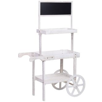 Wanderlust Deco Carro expositor-estanter&iacute;a de madera con 3 bandejas 85x42x102/145h cm