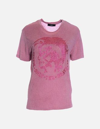 Diesel Womens DIESEL T MORI Womens T Shirt Crew Neck Short Sleeve Casual Summer Cotton Top NEW - Pink - Size: 10/8