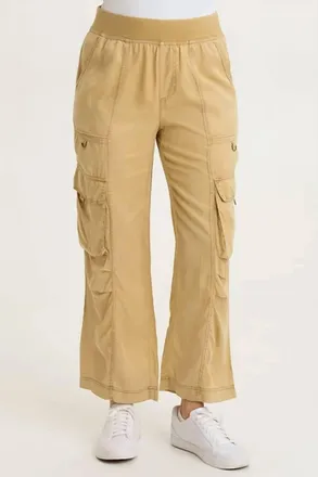 Xcvi Radnor Twill Cargo Crop Pants In Sepia Pigment