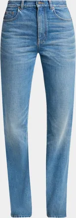 Chlo&eacute; High-Rise Slim-Leg Denim Trousers