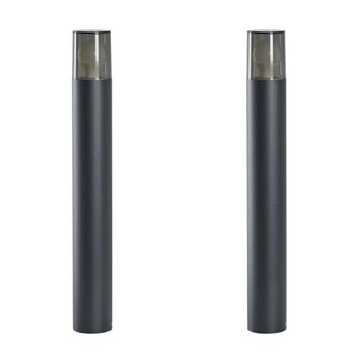 Beliani Conjunto De 2 L&aacute;mparas De Bolardo Modernas De Exterior Para Jard&iacute;n De 60 Cm De Aluminio Negro Elrick