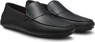 BOSS Tumbled-leather loafers with driver sole