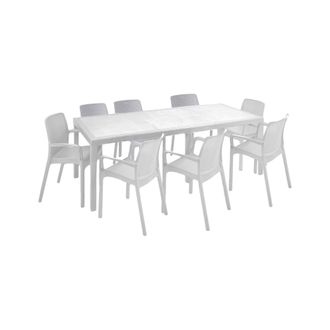 Dmora Dmora - Conjunto De Mesa Y Sillas Cortanze Para Sal&oacute;n De Interior, Mesa Rectangular Extensible Con 8 Sillas Y Reposabrazos, Fabricado En Italia, Color
