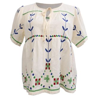 BA&SH Ba & Sh Kimber Embroidered Blouse in White Cotton