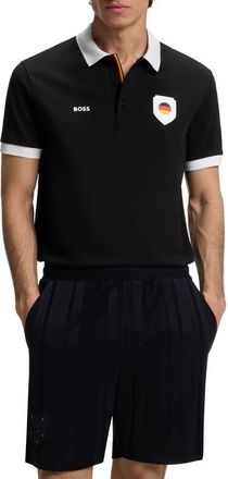 BOSS Lux Paddy Cotton Polo in Germany/Black at Nordstrom, Size Xx-Large