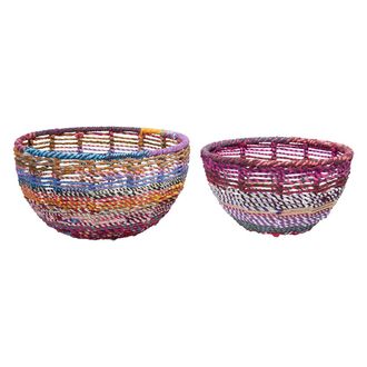 Novit&agrave; Home Set 2 Ceste Rotonde in Cotone di Recupero, Multicoloured