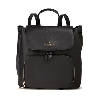 Kate Spade New York Backpacks, female, Black, ONE SIZE, Medium Flap Backpack Black Leather