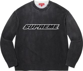 SUPREME SS23 Week 2 Printed Washed Sweater Black SUP-SS23-063