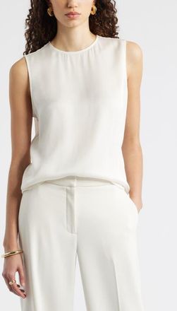 Nordstrom Satin Scoop Neck Tank in Ivory Tofu at Nordstrom, Size X-Large