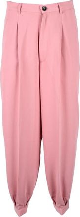 Semicouture Polyester Broek - Dames - Wijde Broeken - Roze - XS - Polyester - Broeken