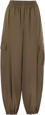 Max Mara Womens Glauco - Cotton Baggy Trousers - Khaki - Size EU 34 (Womens)