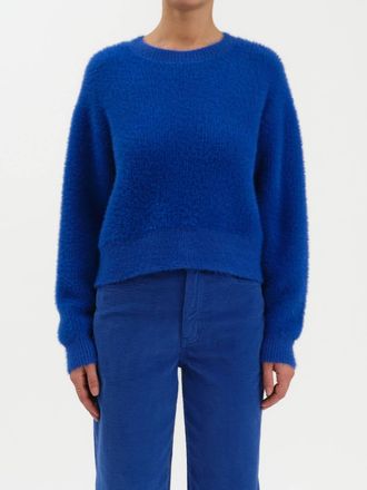 Daze Fuzz Crewneck Eyelash Sweater In Cobalt
