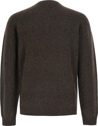 Roberto Collina Mens Crew Neck Sweater Brown Virgin Wool Tops Top
