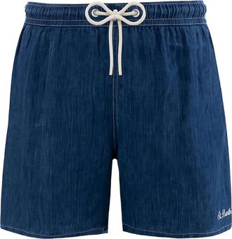 MC2 Saint Barth Costume da bagno Gustavia in denim e lino - Blu