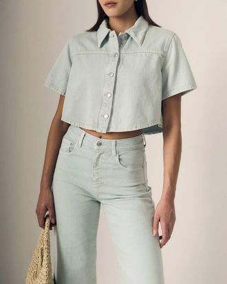 LE JEAN Short Sleeve Swing Shirt In Minty