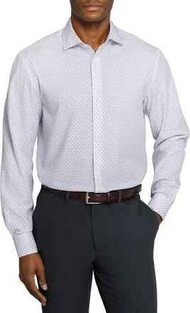 W.R.K Double Diamond Slim Fit Performance Dress Shirt in White/silver at Nordstrom, Size 15.5