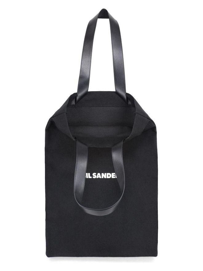 JIL SANDER｜ (J25WC0004 P4863 001) Jil Sander Womens Canvas Shopping Bag in Black