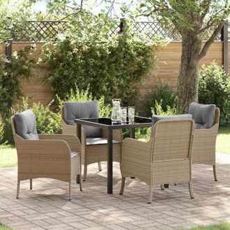 vidaXL Conjunto De Comedor De Jard&iacute;n Con Coj&iacute;n 5 Pcs Beige Polirat&aacute;n Vidaxl