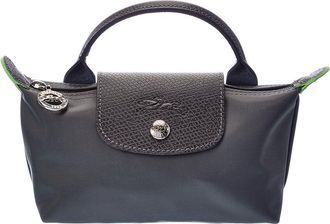 Longchamp Le Pliage Green Canvas Pouch with Handle