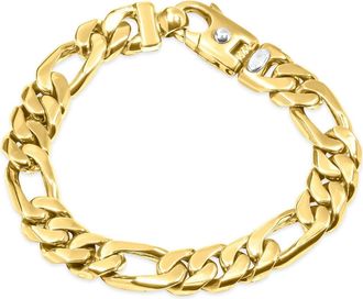 Pompeii3 Mens Classic Figaro 14k Solid Yellow Gold 55.7 Grams 9.5mm Link Bracelet 9