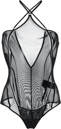 Charlotte Knowles Knwls, Tops, Dames, Zwart, M, Zwarte Halternek Top met Kruisbandjes