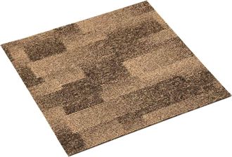 vidaXL Alfombra Para El Suelo 20 Uds. Marr&oacute;n 50 X 50 Cm Pp Pelo Bajo Vidaxl