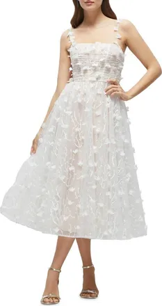 The Dessy Group 3D Floral Cocktail Dress in Ivory at Nordstrom, Size 10