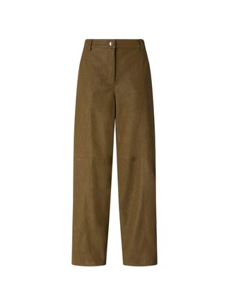 Pinko Wide-Leg Green Trousers with Belt Loops and Fastening
