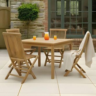 Charles Bentley Teak Square Dining Table in Natural