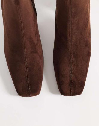 River Island Stivaletti elasticizzati marrone scuro con tacco