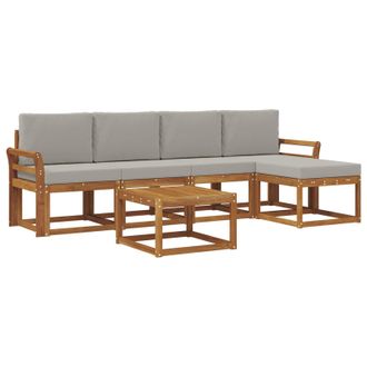 vidaXL Conjunto De Sof&aacute;s De Exterior 6 Pcs Gris Natural Y Claro Vidaxl
