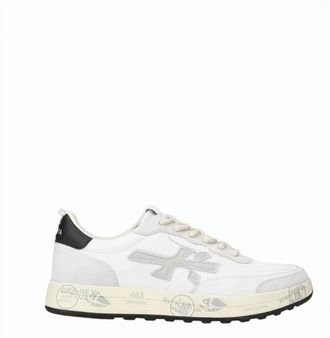 Premiata White Beige Vintage Effect Sneakers